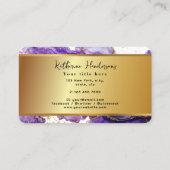 Chic Purple Agate gold glitter marble Professional 名刺 (裏面)