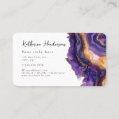Chic Purple Agate gold glitter marble Professional 名刺 (裏面)