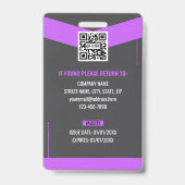 Chic Purple and Gray Professional ID Holder バッジ (Back)