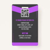 Chic Purple and Gray Professional ID Holder バッジ (裏面)