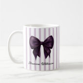 Chic Purple Bow Feminine Name Mug コーヒーマグカップ (左)