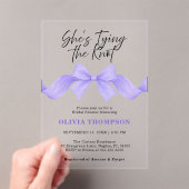 Chic Purple Bow She's Tying the Knot Bridal Shower アクリル招待状 (インサイチュ (ポータブル))
