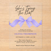 Chic Purple Bow She's Tying the Knot Bridal Shower アクリル招待状 (正面)