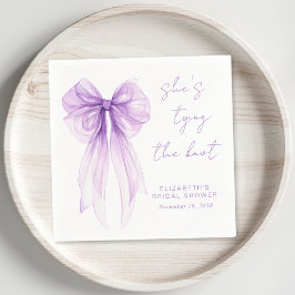 Chic Purple Bow Watercolor Bridal Shower スタンダードカクテルナプキン