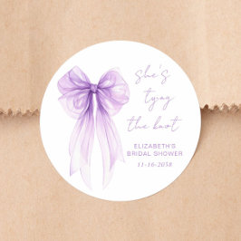Chic Purple Bow Watercolor Bridal Shower ラウンドシール