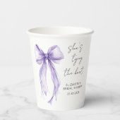 Chic Purple Bow Watercolor Bridal Shower 紙コップ (裏面)