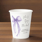 Chic Purple Bow Watercolor Bridal Shower 紙コップ