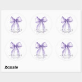 Chic Purple Bow Watercolor Bridal Shower Thank You ラウンドシール (シート)