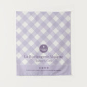 Chic Purple Checker Bakery Logo Event Table Runner タペストリー (正面)
