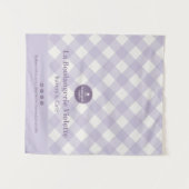 Chic Purple Checker Bakery Logo Event Table Runner タペストリー (正面(横))