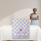 Chic Purple Checker Bakery Logo Event Table Runner タペストリー