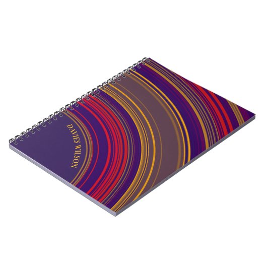 Chic purple geometric pattern custom name ノートブック (左側)