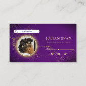 Chic Purple Glitter Gold African Braid Hairstylist 名刺 (正面)