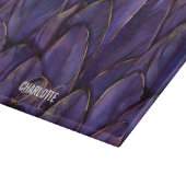 Chic purple gold feathers monogram name カッティングボード (角)