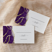 Chic Purple Gold Ink Wedding Escort プレイスカード