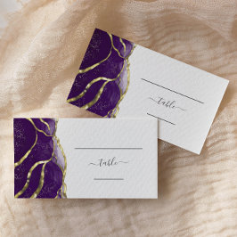 Chic Purple Gold Ink Wedding Escort プレイスカード