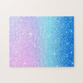 Chic Purple Ombre Blue Glitter Modern              ジグソーパズル (横)