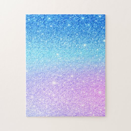 Chic Purple Ombre Blue Glitter Modern              ジグソーパズル (縦)