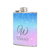 Chic Purple Ombre Blue Glitter Modern              フラスク (左)