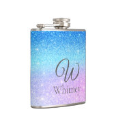 Chic Purple Ombre Blue Glitter Modern              フラスク (右)