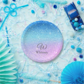 Chic Purple Ombre Blue Glitter Modern              ペーパープレート (パーティー)