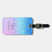 Chic Purple Ombre Blue Glitter Modern              ラゲッジタグ (正面横)