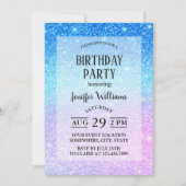 Chic Purple Ombre Blue Glitter Modern              招待状 (正面)