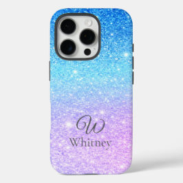 Chic Purple Ombre Blue Glitter Modern              iPhone 16 Proケース