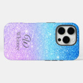 Chic Purple Ombre Blue Glitter Modern              Case-Mate iPhoneケース (裏面 (横))