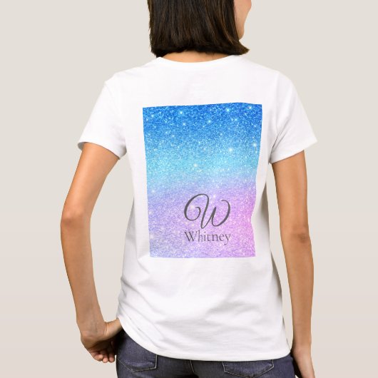 Chic Purple Ombre Blue Glitter Modern              Tシャツ (裏面)