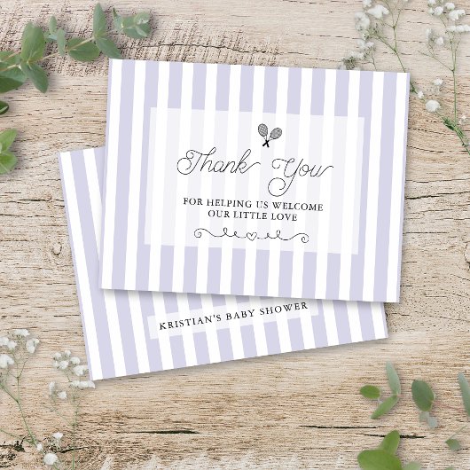 Chic Purple Striped Tennis Preppy Thank You Cards ポストカード