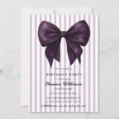 Chic Purple Stripes Birthday QR Invite 招待状 (正面)