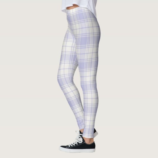 Chic Purple Tartan Leggings, Gift for her レギンス (左)
