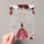 Chic Quinceanera Burgundy Blush Floral Princess アクリル招待状 (インサイチュ (ポータブル))