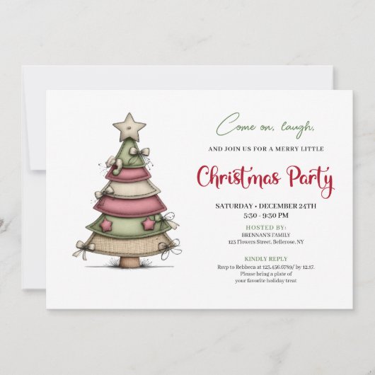 Chic Quirky Christmas Tree Holiday Party Invite 招待状 (正面)
