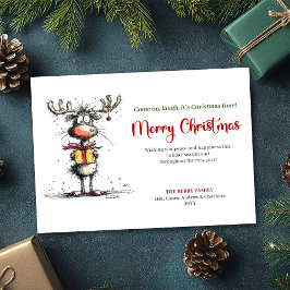 Chic Quirky Reindeer Christmas Greeting Card シーズンカード