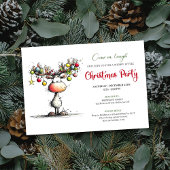 Chic quirky reindeer Christmas party invitation 招待状