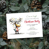 Chic Quirky Reindeer Festive Party Invitation 招待状