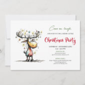 Chic Quirky Reindeer Festive Party Invitation 招待状 (正面)