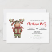 Chic Quirky Reindeer watercolor Christmas invite 招待状 (正面)