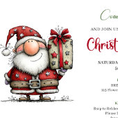 Chic Quirky Santa Claus Cartoon Party Invitation 招待状