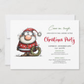 Chic Quirky Santa Claus Cartoon Party Invitation 招待状 (正面)