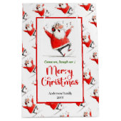 Chic quirky Santa Claus modern holiday gift bag  ミディアムペーパーバッグ (正面)