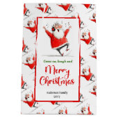 Chic quirky Santa Claus modern holiday gift bag  ミディアムペーパーバッグ (裏面)