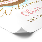 Chic Rainbow Noah's Ark Girl 1st Birthday Welcome ポスター (角)