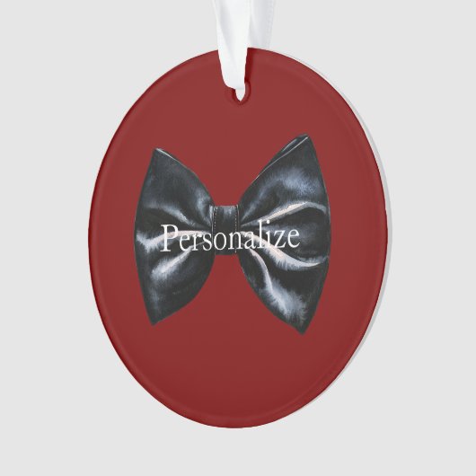 Chic Red Black Bow Tie Personalized オーナメント (正面)