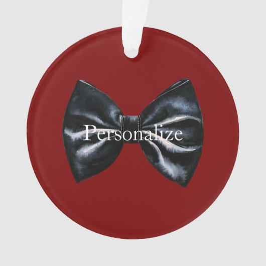 Chic Red Black Bow Tie Personalized オーナメント (正面)