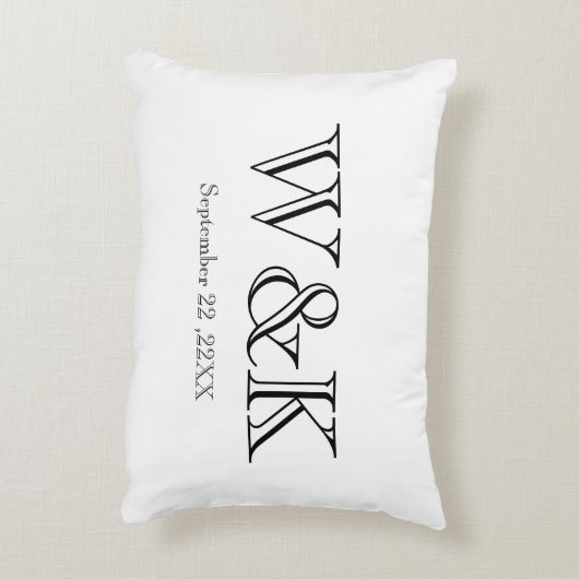 Chic red black monogram wedding keepsake  アクセントクッション (裏面(縦))