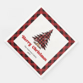 Chic Red Black Plaid Christmas Napkin Personalized (コーナー)
