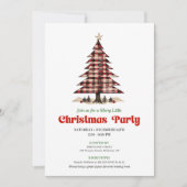 Chic Red Black Plaid Christmas Party Invitation 招待状 (正面)